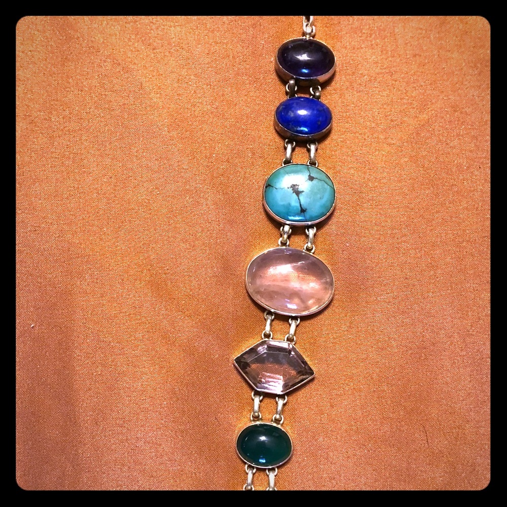 Authentic gemstone and sterling silver bracelet